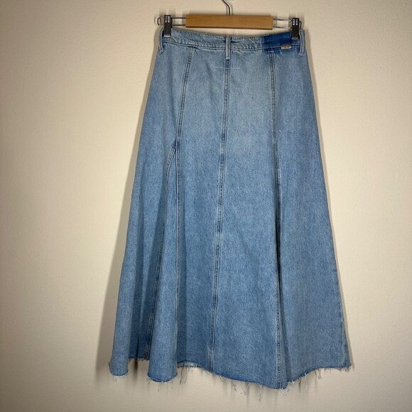 MOTHER Superior The Full Swing Fray Denim Skirt Womens Sz 27 I'm With The Band - Picture 14 of 14
